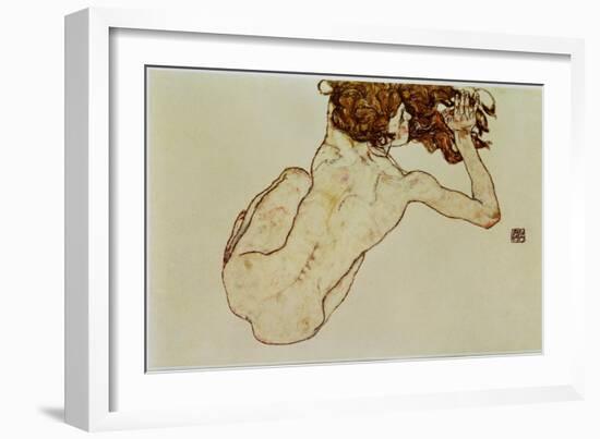 Kauernder Rueckenakt - Crouching nude,back view,1917-Egon Schiele-Framed Giclee Print