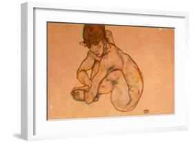 Kauernder Weiblicher Akt, 1914-Egon Schiele-Framed Art Print