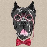 Vector Funny Cartoon Hipster Dog  French Bulldog Breed-kavalenkava volha-Art Print