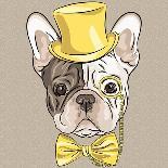 Vector Funny Cartoon Hipster Dog  French Bulldog Breed-kavalenkava volha-Art Print