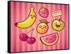 Kawaii Smiling Fruits-diarom-Framed Stretched Canvas