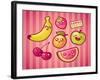 Kawaii Smiling Fruits-diarom-Framed Art Print