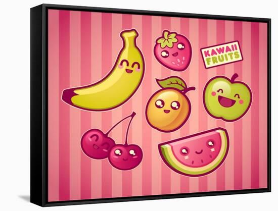 Kawaii Smiling Fruits-diarom-Framed Stretched Canvas