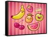 Kawaii Smiling Fruits-diarom-Framed Stretched Canvas