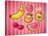 Kawaii Smiling Fruits-diarom-Stretched Canvas