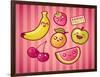 Kawaii Smiling Fruits-diarom-Framed Art Print