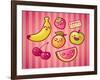 Kawaii Smiling Fruits-diarom-Framed Art Print