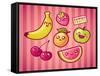 Kawaii Smiling Fruits-diarom-Framed Stretched Canvas