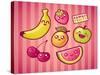 Kawaii Smiling Fruits-diarom-Stretched Canvas