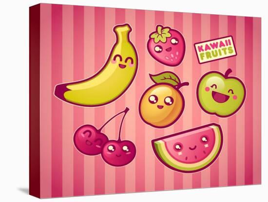 Kawaii Smiling Fruits-diarom-Stretched Canvas