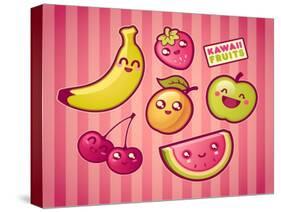 Kawaii Smiling Fruits-diarom-Stretched Canvas