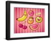 Kawaii Smiling Fruits-diarom-Framed Art Print