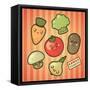 Kawaii Smiling Vegetables-diarom-Framed Stretched Canvas