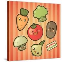 Kawaii Smiling Vegetables-diarom-Stretched Canvas