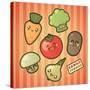 Kawaii Smiling Vegetables-diarom-Stretched Canvas