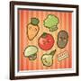 Kawaii Smiling Vegetables-diarom-Framed Art Print