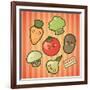 Kawaii Smiling Vegetables-diarom-Framed Art Print