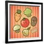 Kawaii Smiling Vegetables-diarom-Framed Art Print