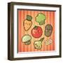 Kawaii Smiling Vegetables-diarom-Framed Art Print