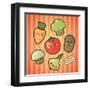 Kawaii Smiling Vegetables-diarom-Framed Art Print