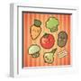 Kawaii Smiling Vegetables-diarom-Framed Art Print