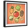 Kawaii Smiling Vegetables-diarom-Framed Art Print