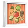 Kawaii Smiling Vegetables-diarom-Framed Art Print