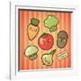 Kawaii Smiling Vegetables-diarom-Framed Art Print