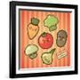 Kawaii Smiling Vegetables-diarom-Framed Art Print