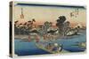 Kawasaki--Ferry at Rokugo, C. 1833-Utagawa Hiroshige-Stretched Canvas