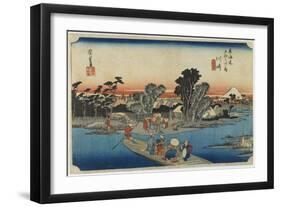 Kawasaki--Ferry at Rokugo, C. 1833-Utagawa Hiroshige-Framed Giclee Print