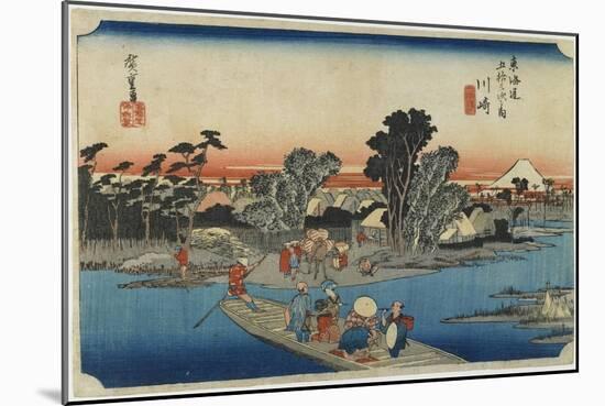 Kawasaki--Ferry at Rokugo, C. 1833-Utagawa Hiroshige-Mounted Giclee Print