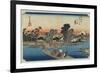 Kawasaki--Ferry at Rokugo, C. 1833-Utagawa Hiroshige-Framed Giclee Print