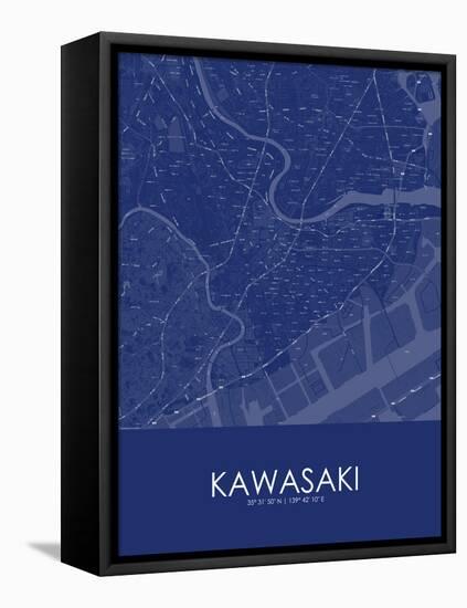 Kawasaki, Japan Blue Map-null-Framed Stretched Canvas