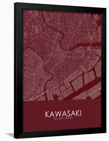 Kawasaki, Japan Red Map-null-Framed Poster