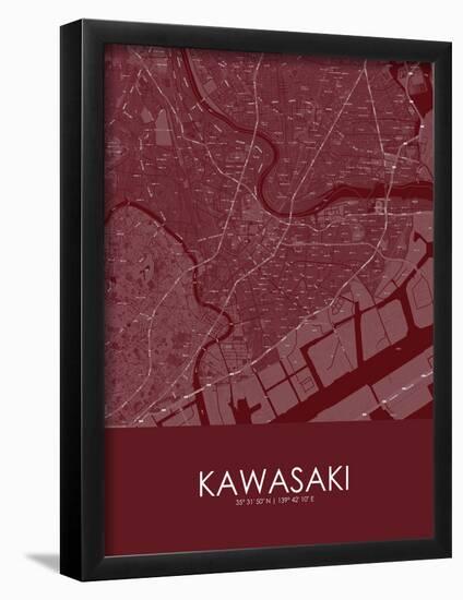 Kawasaki, Japan Red Map-null-Framed Poster