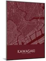 Kawasaki, Japan Red Map-null-Mounted Poster