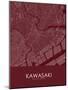 Kawasaki, Japan Red Map-null-Mounted Poster