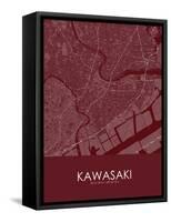 Kawasaki, Japan Red Map-null-Framed Stretched Canvas