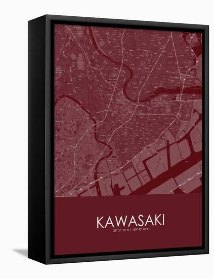 Kawasaki, Japan Red Map-null-Framed Stretched Canvas