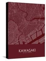 Kawasaki, Japan Red Map-null-Stretched Canvas