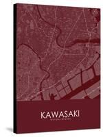 Kawasaki, Japan Red Map-null-Stretched Canvas