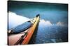 Kayak in Bowman Lake, Glacier National Park, Montana-Lindsay Daniels-Stretched Canvas