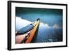 Kayak in Bowman Lake, Glacier National Park, Montana-Lindsay Daniels-Framed Photographic Print