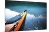 Kayak in Bowman Lake, Glacier National Park, Montana-Lindsay Daniels-Mounted Photographic Print