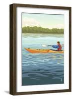 Kayak (Male Version)-Lantern Press-Framed Art Print