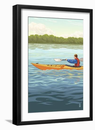 Kayak (Male Version)-Lantern Press-Framed Art Print