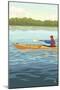 Kayak (Male Version)-Lantern Press-Mounted Art Print