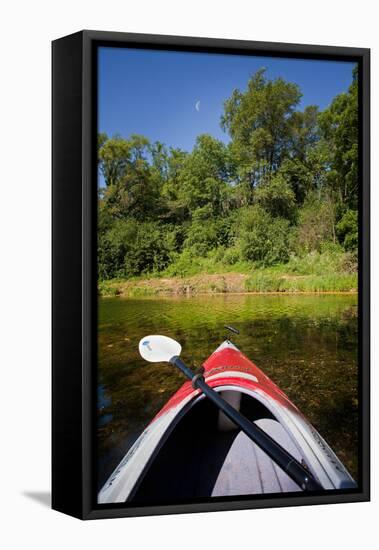 Kayak on a Forested Lake-Steve Gadomski-Framed Stretched Canvas