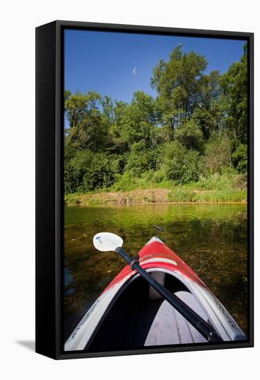 Kayak on a Forested Lake-Steve Gadomski-Framed Stretched Canvas